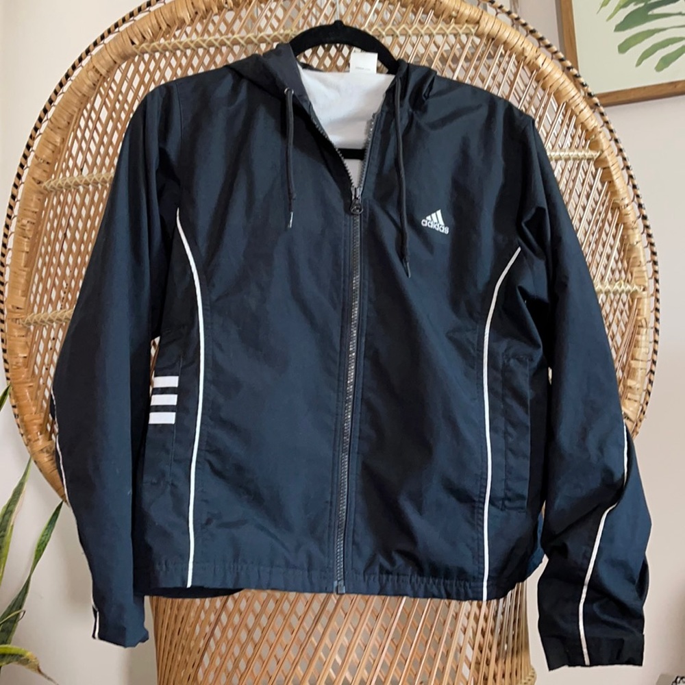 Vintage Adidas Hooded Zip Up Wind Breaker Jacket